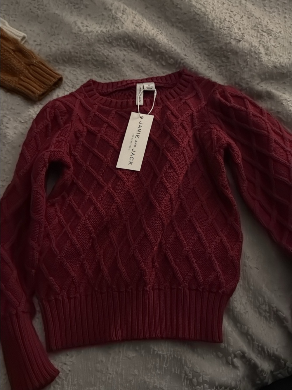 Janie and Jack Girls' Cable Knit Sweater - Cranberry